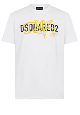 Produktbild 1 von DSQUARED2 T-Shirt mit Graffiti-Logo-Print in Weiß.