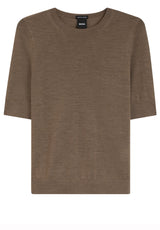Produktbild 1 von HUGO BOSS BLACK Kurzarm-Pullover Farbella  in Beige.