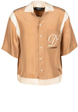Hemden DSQUARED2 Kurzarm-Hemd aus Satin Braun (131)