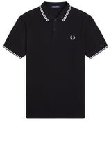 Jersey FRED PERRY Poloshirt mit Doppelstreifen Schwarz (03C)