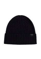 Produktbild 1 von HUGO BOSS BLACK Strickmütze Fino aus Rippstrick in Schwarz.