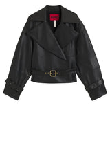 Jacken & Mäntel HUGO Lederjacke Lanitte mit Gürtel Schwarz (001)