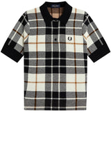 Jersey FRED PERRY Strick-Poloshirt mit kariertem Muster Off-White (560)