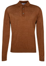Produktbild 1 von BALDESSARINI Langarm-Poloshirt Mati aus Woll-Seiden-Mix in Braun.