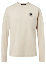 Jersey BELSTAFF ENGLAND Langarmshirt mit Logo-Patch Cremefarben (PALE STONE)