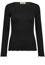 Produktbild 1 von MOS MOSH Langarmshirt mit Rippstruktur in Schwarz.