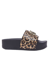 Schuhe LIU.JO Plateau-Pantolette mit Leo-Print Braun (PRINTED SPREAD)