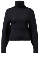 Produktbild 1 von DRYKORN Langarmshirt Orcana mit hohem Stehkagen in Schwarz.