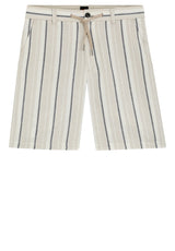 Hosen HUGO BOSS ORANGE Shorts aus Leinen-Baumwoll-Mix mit Streifen-Muster Grau (070)