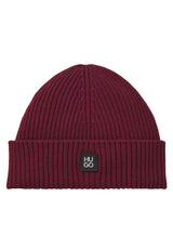 Mützen & Caps HUGO Strickmütze Xola mit Metall-Logo Rot (654) ONESIZE