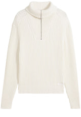 Produktbild 1 von HUGO Strickpullover Srithon mit Troyer-Kragen in Off-White.