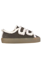 Schuhe INUIKII Gefütterte Sneaker mit Klettverschluss aus Leder und Shearling Braun (152)