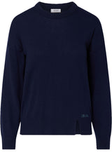 Pullover & Strickjacken LIU.JO Strickpullover mit dezentem Strass-Logo Blau (93922)
