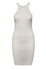 Kleider SAMSOE Kleid aus glänzendem Rippstrick Silber (CLR000757)