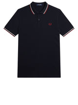 Jersey FRED PERRY Poloshirt mit Doppelstreifen Blau (T55)