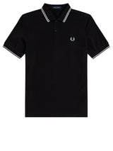 Jersey FRED PERRY Poloshirt mit Doppelstreifen Schwarz (350)
