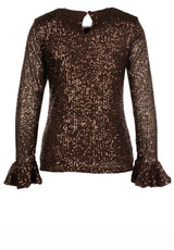 Produktbild 1 von ANA ALCAZAR Langarmshirt mit Pailletten in Braun.