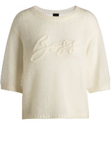 Pullover & Strickjacken HUGO BOSS ORANGE Strickshirt Farezza mit erhabener Stickerei Off-White (118)