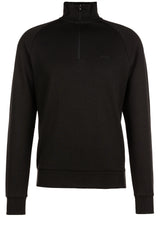 Sweat HUGO BOSS GREEN Sweatshirt mit Troyer-Kragen Schwarz (001)