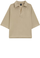 Produktbild 1 von HUGO BOSS BLACK Sweatshirt Essipa mit Johnny-Kragen in Beige.