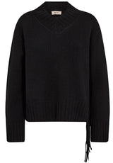 Produktbild 1 von MOS MOSH Strickpullover mit Fransendetail in Schwarz.