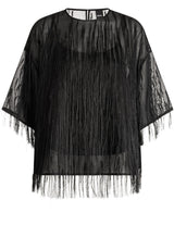 Blusen & Tuniken HUGO BOSS BLACK Bluse Bafray mit Kunstfedern-Besatz Schwarz (001)