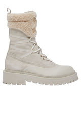 Schuhe LIU.JO Schnürboots aus Veloursleder mit Teddy-Detail Weiß (COW SUEDE RUBBER FUR MILK)