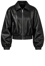 Jacken & Mäntel IYITO Lederjacke mit Krokodil-Prägung Schwarz (100)