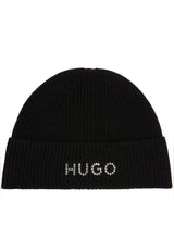 Mützen & Caps HUGO Mütze Siro mit glitzerndem Logo-Schriftzug Schwarz (001) ONESIZE