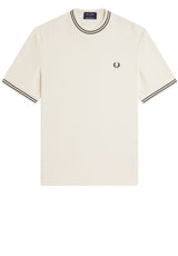 Jersey FRED PERRY T-Shirt mit Kontraststreifen am Bund Off-White (170)