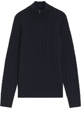 Produktbild 1 von HUGO BOSS BLACK Strickpullover Furore mit Zopfmuster und Troyer-Kragen in Blau.