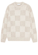 Produktbild 1 von Les Deux Strickpullover mit Schachbrett-Muster in Cremefarben.