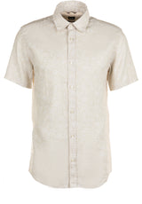 Hemden HUGO BOSS BLACK Kurzarmhemd Roan aus Stretch-Leinen Beige (286)