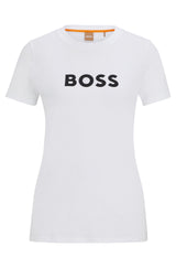 Jersey HUGO BOSS BLACK T-Shirt Elogo mit Kontrast-Logo Weiß (100)