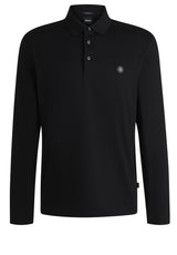 Jersey HUGO BOSS BLACK Langarm-Poloshirt Paley Schwarz (001)