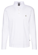 Jersey HUGO BOSS BLACK Langarm-Poloshirt Paley Weiß (100)