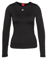 Jersey HUGO Langarmshirt Dasiia mit Logo-Print Schwarz (001)