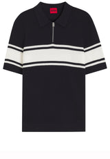 Produktbild 1 von HUGO Strick-Poloshirt mit Blockstreifen in Blau.