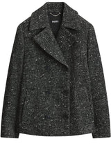 Produktbild 1 von HUGO BOSS BLACK   Kurzmantel Caraza mit Fischgratmuster in Grau.
