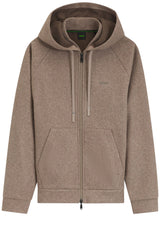 Sweat HUGO BOSS GREEN Sweatjacke Transit aus Melange-Gewebe Braun (238)