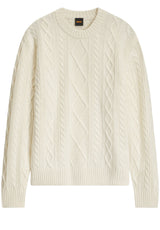 Produktbild 1 von HUGO BOSS ORANGE Strickpullover Atreccio mit Zopfmuster in Beige.