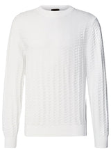 Pullover & Strickjacken HUGO Strickpullover Simond mit Jacquardstruktur Weiß (102)