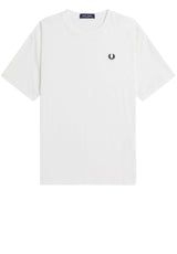 Jersey FRED PERRY T-Shirt mit gesticktem Lorbeerkranz Weiß (129)