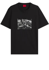 Jersey HUGO T-Shirt Dikems mit Grafik-Print Schwarz (002)