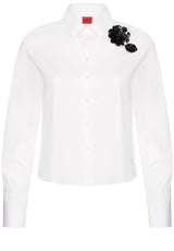Blusen & Tuniken HUGO Bluse Evolve mit abnehmbarer floraler Brosche Weiß (100)