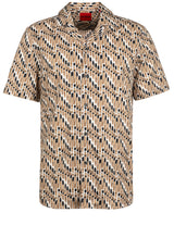 Produktbild 1 von HUGO Kurzarmhemd Ellino mit Allover-Print in Beige.