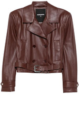 Produktbild 1 von PATRIZIA PEPE Kunstlederjacke mit Gürtel  in Braun.