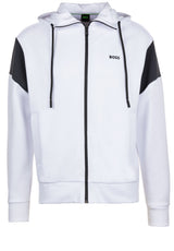 Sweat HUGO BOSS GREEN Sweatjacke aus Spacer-Piqué mit Kapuze Weiß (100)