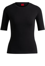 Jersey HUGO T-Shirt Darnelia mit Stack-Logo Schwarz (001)