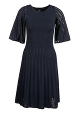 Kleider HUGO BOSS BLACK Kleid Famure mit Spitzenmuster Blau (404)
